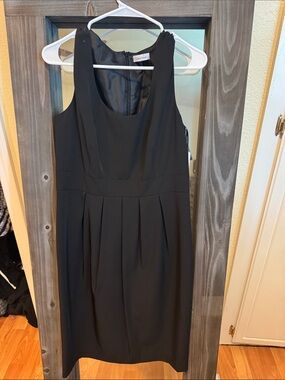 Calvin Klein Black Pleated Midi Dress